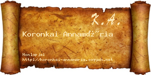 Koronkai Annamária névjegykártya