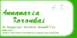 annamaria koronkai business card